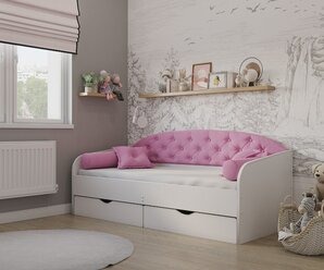 Matrix кровать с мягкой спинкой Sofa 9, 160x80 см., цвет ярко-розовый