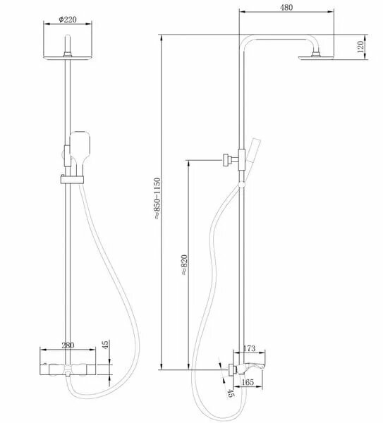 Душевая система для ванны ABBER Thermostat (AF8516B) с термостатом, черная матовая - фотография № 3