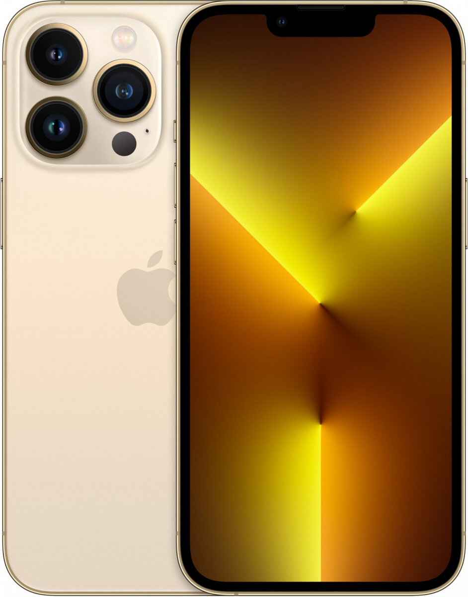 Смартфон Apple A2483 iPhone 13 Pro 128Gb 6Gb золотой моноблок 3G 4G 1Sim 6.1" 1170x2532 iOS 15 12Mpix 802.11 a/b/g/n/ac/ax NF