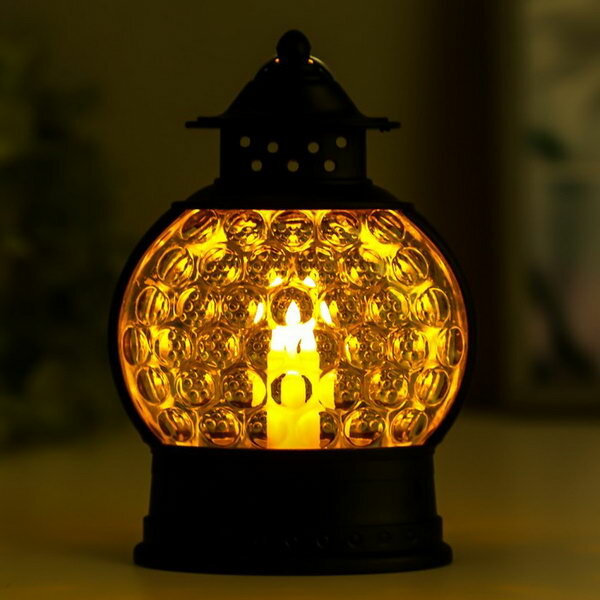 Ночник "Восточные огни" свеча LED от батареек 3хAG13 черный 9х9х12.5 см - фотография № 3