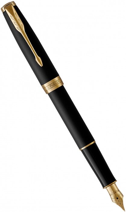 ручка перьевая Parker "Sonnet Core Matte Black GT", 0,8 мм, черная, корпус черный/золото - фото №1