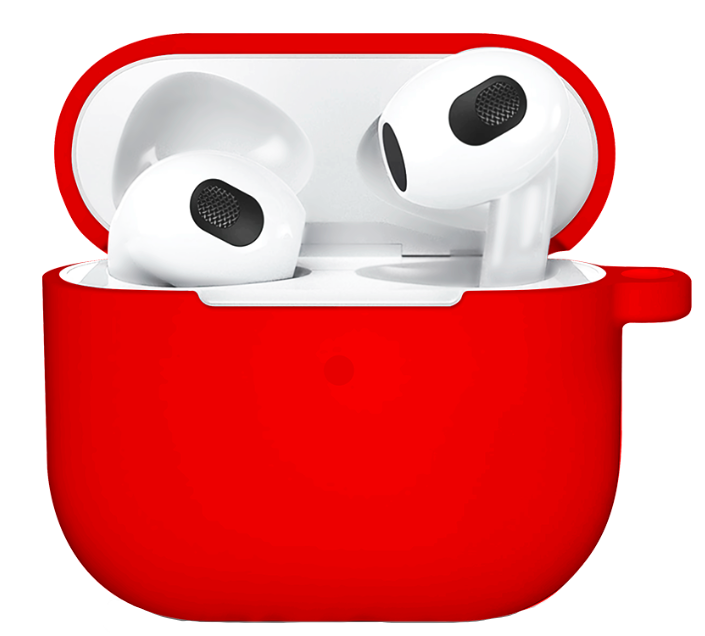 Чехол силиконовый для Airpods 3 case, красный с карабином