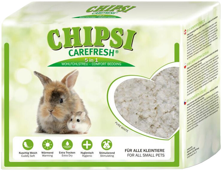 Наполнитель-подстилка Chipsi CareFresh Pure White для мелких домашних животных, бумажный, белый, 5 л