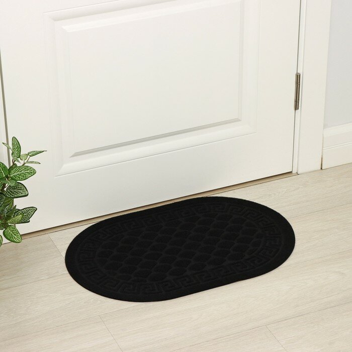 фото Коврик придверный влаговпитывающий «Чешуйки», 40×60 см, цвет чёрный