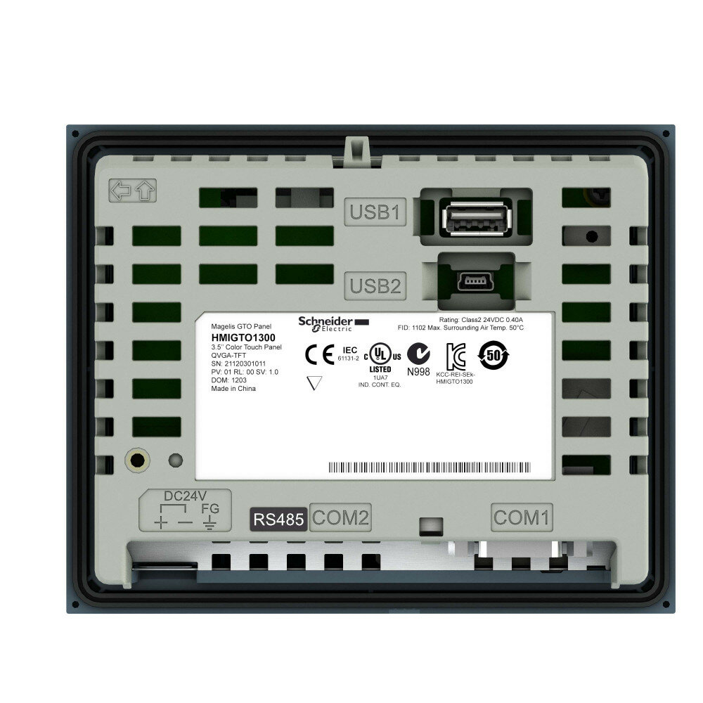 Schneider Electric Сенсорный ЦВ терминал 3,5 TFT 6 кнопок 1 RJ45 RS232/485 Ethernet TCP/IP 96Mб/512кБ HMIGTO1310