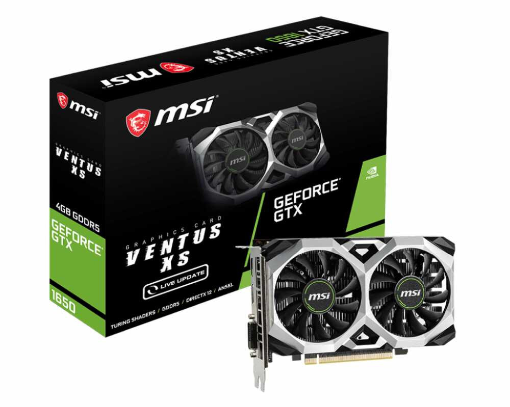  MSI PCI-E GTX 1650 VENTUS XS 4G nVidia GeForce GTX 1650 4096Mb 128bit GDDR5 1485/8000 DVI