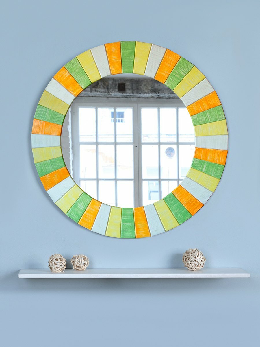 Зеркало deti-colors сосна оранжево-зеленый широкое 94см - фотография № 2