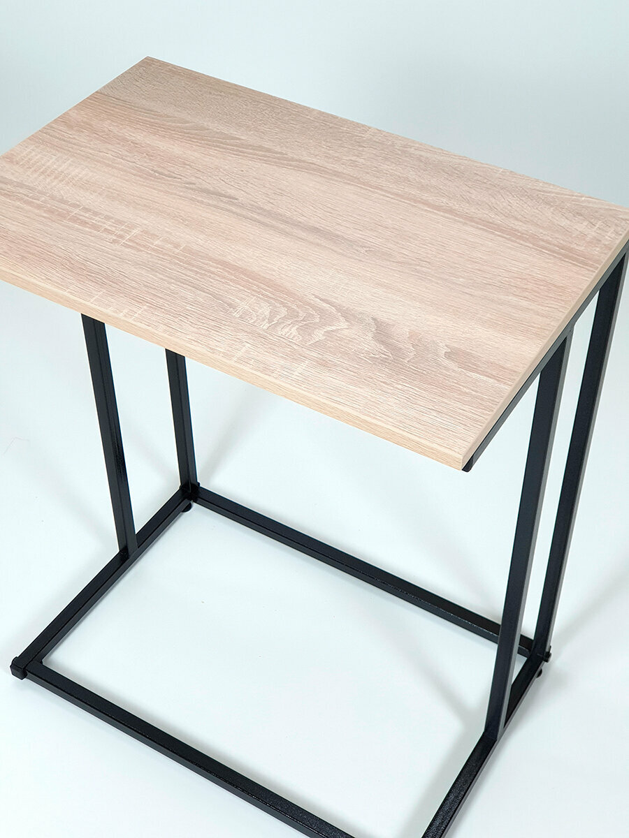Стол приставной придиванный прикроватный для ноутбука в стиле лофт размером 60х40 см дуб сонома - фотография № 3