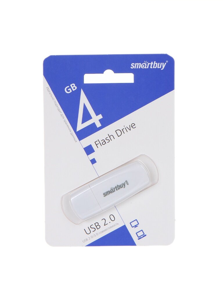 Флеш-диск 4 GB SMARTBUY Scout USB 2.0 белый 3 шт