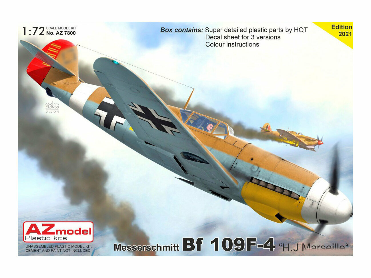 AZ7800 AZ Model Немецкий истребитель Messerschmitt Bf 109F-4 "H.J.Marseille" (1:72)