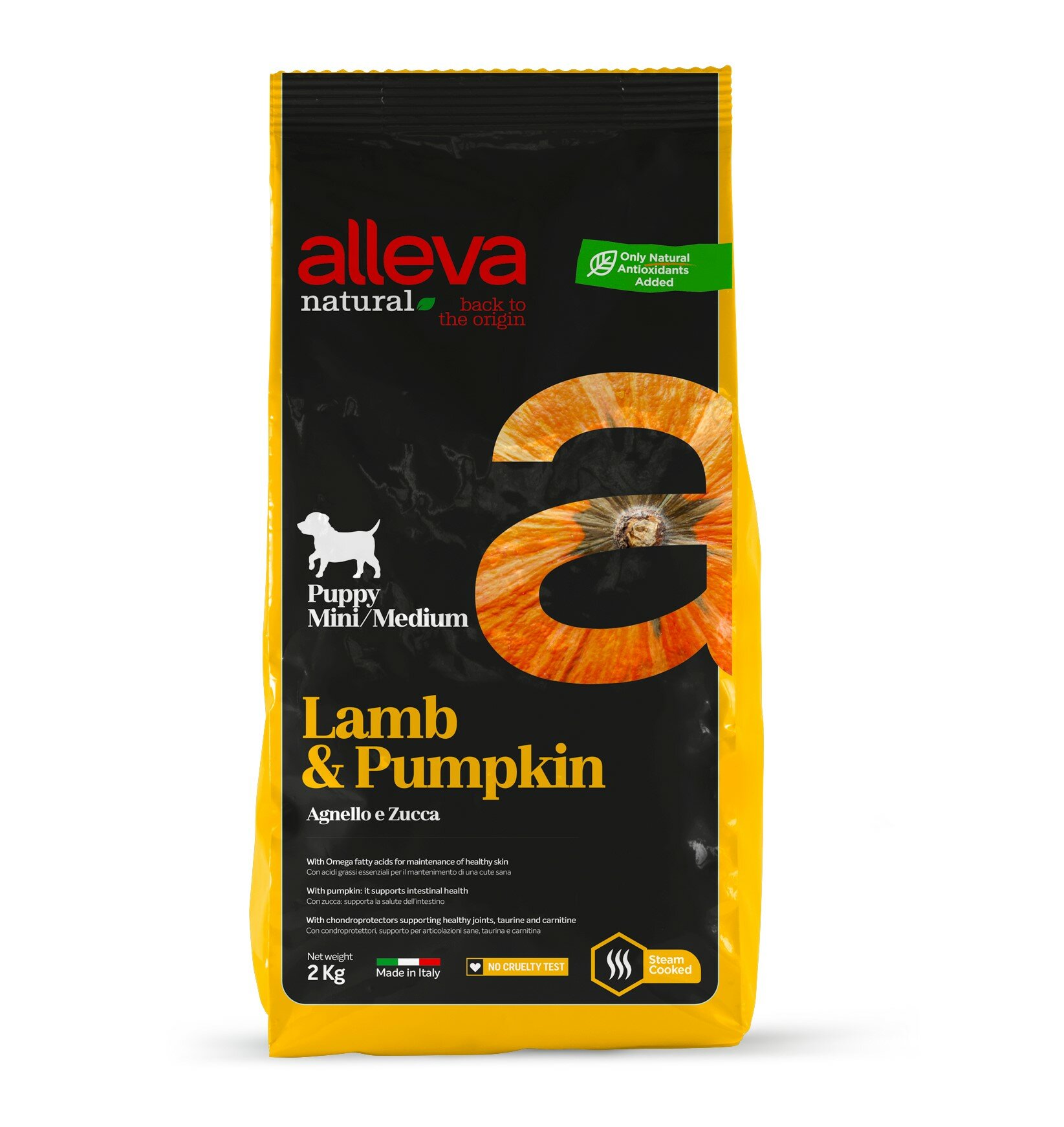 Сухой корм Alleva Natural Dog Puppy Lamb & Pumpkin Mini/Medium, для щенков маленьких и средних пород с ягненком и тыквай, 2 кг