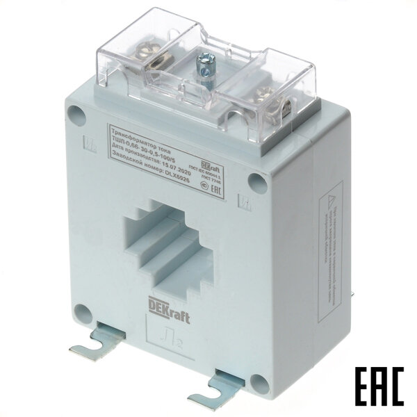Трансформатор тока ТШП-0,66-30 50134DEK 100/5-0,5-5ВА без шины DEKraft