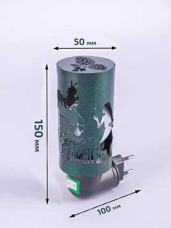 Светильник-Ночник розеточный "Алиса", бра - металл, пластина, ручная работа - копия Зеленый - фотография № 3