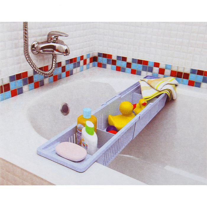 Полка на ванну раздвижная регулируемая Toys, в ванную, пластиковая для ванной Цвет Белый