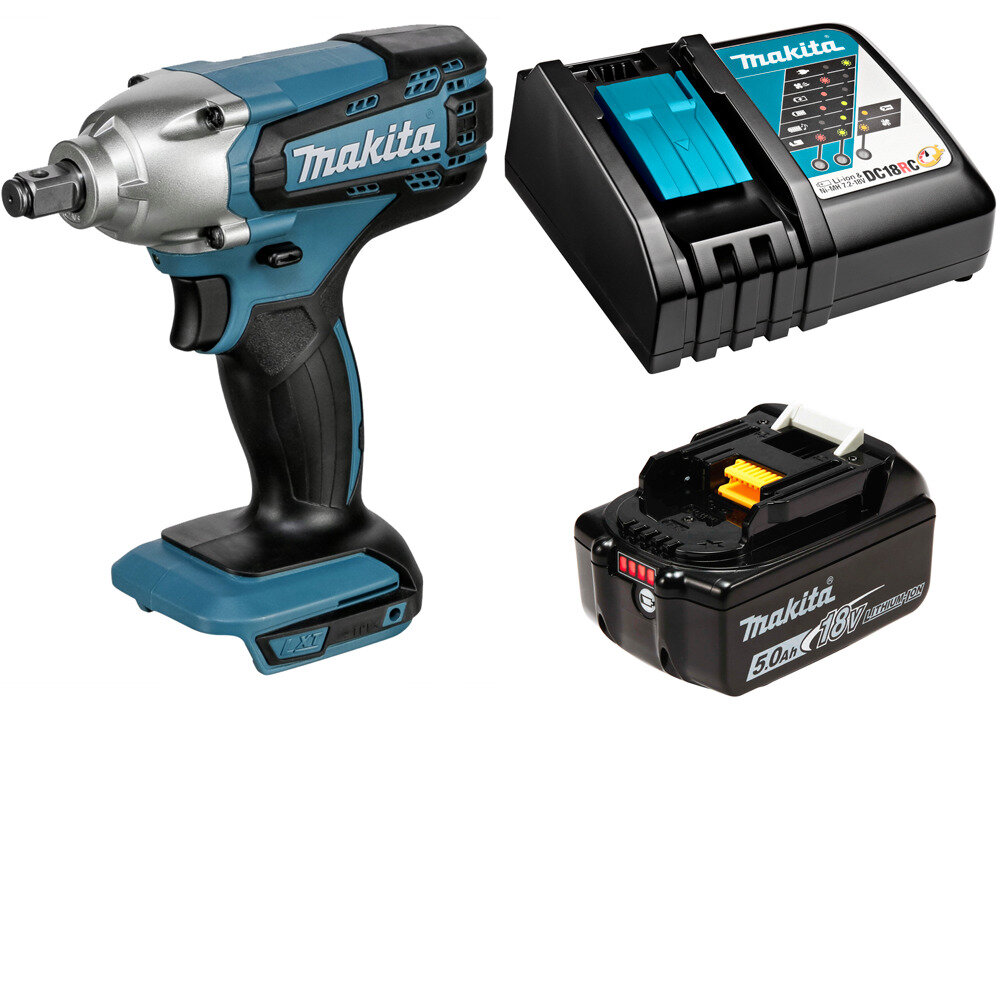 Гайковерт аккумуляторный 18В 190Нм - 1/2" Makita DTW190 Li-Ion 1x5Ач, з/у DTW190RT