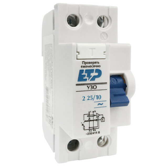 фото Устройство защитного отключения etp 2p 25а тип ас 10 ма 4,5 ка электронный