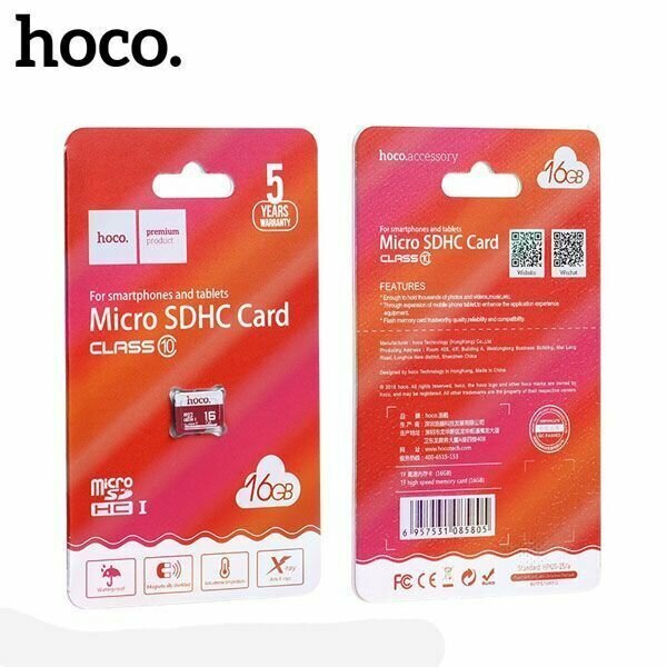 Карта памяти Micro SDHC 16GB, Hoco TF High Speed Memory Card Class 10 for Smartphones and Tablets