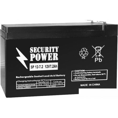 Аккумулятор для ИБП Security Power SP 12-7.2 F2 (12В/7.2 А·ч)