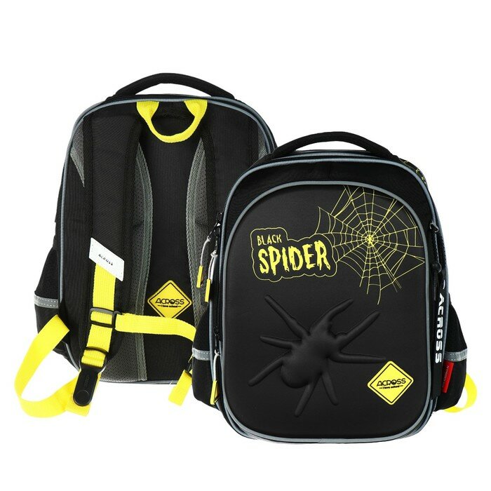 фото Рюкзак школьный 37 x 28 x 13см, эргономичная спинка, Across 557, серый/оранжевый