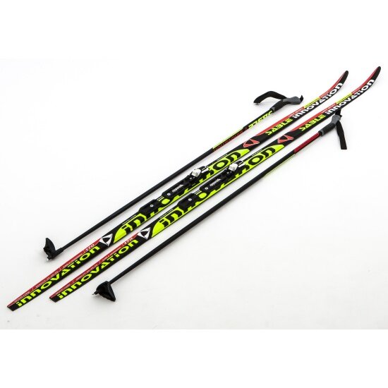 Лыжный комплект с палками STC NNN (Rottefella) STEP Innovation, black/red/green, 200 см