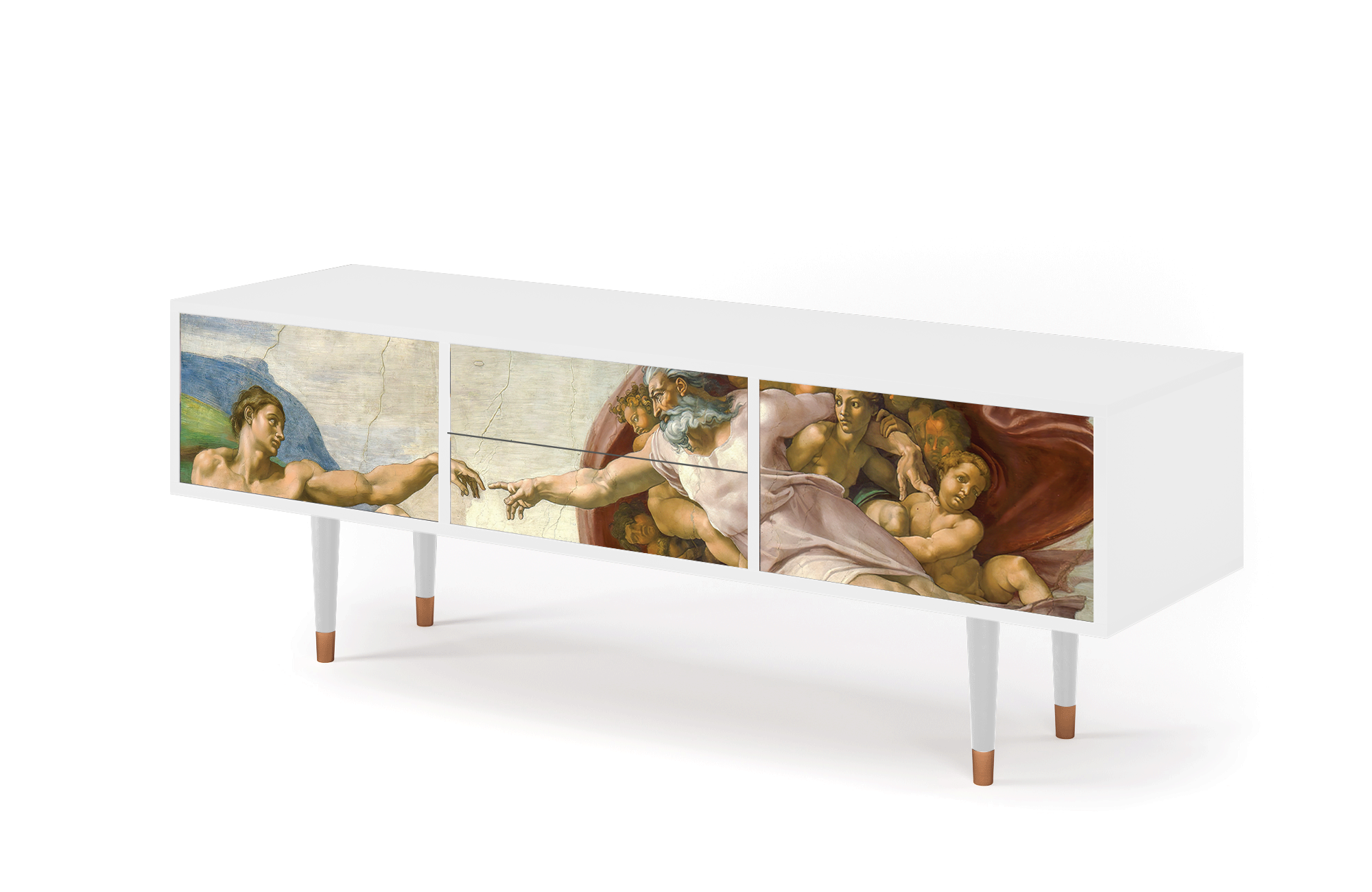 ТВ-Тумба - STORYZ - T4 The Creation of Adam by Michelangelo, 170 x 59 x 48 см, Белый - фотография № 3
