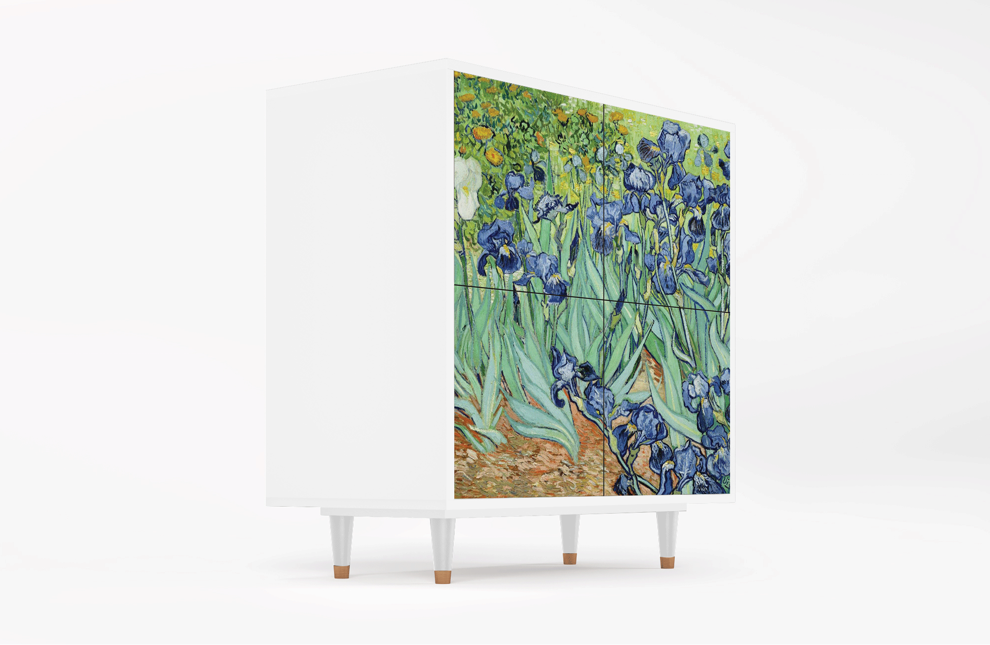 Комод - STORYZ - BS3 Irises by Vincent van Gogh, 94 x 96 x 48 см, Белый - фотография № 4