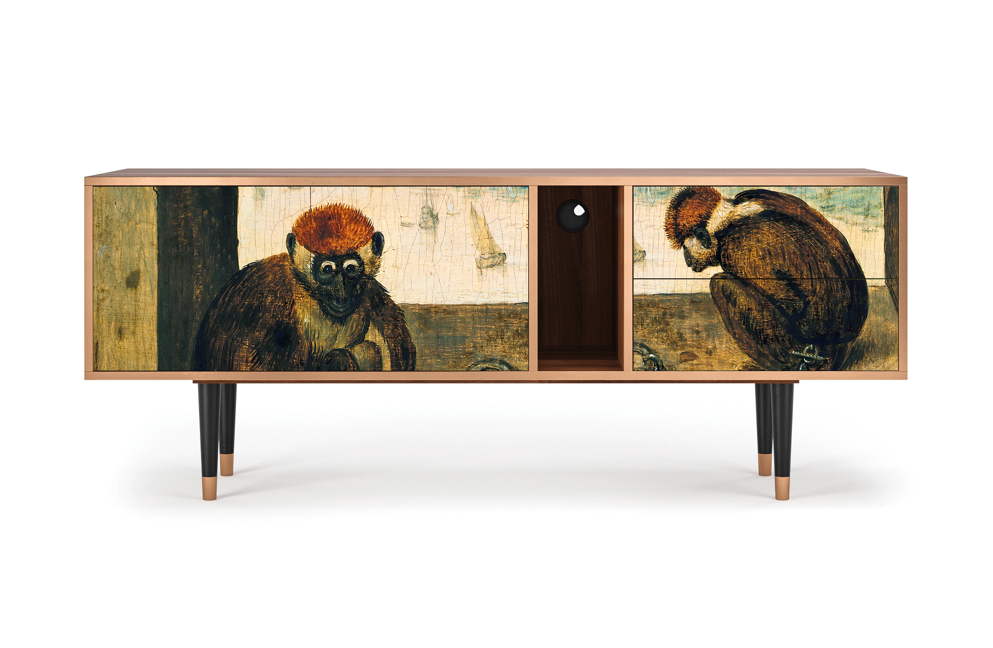 ТВ-Тумба - STORYZ - T1 Two Monkeys by Pieter Bruegel the Elder, 170 x 69 x 48 см, Орех - фотография № 2