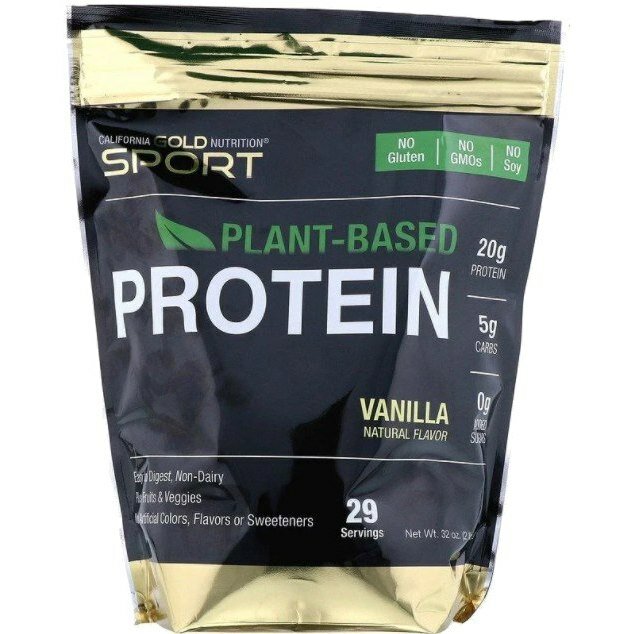 Протеин California Gold Nutrition Plant-Based Protein, 907 гр., ваниль