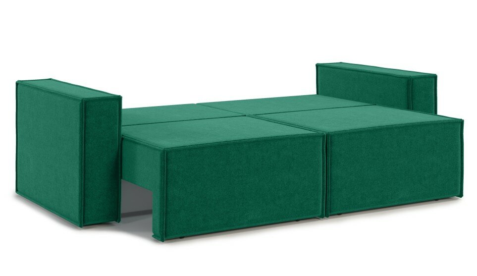 Диван кровать прямой Милтон Antonio emerald зеленый обивка велюр, еврокнижка, НПБ (245х101х90 см) - фотография № 5