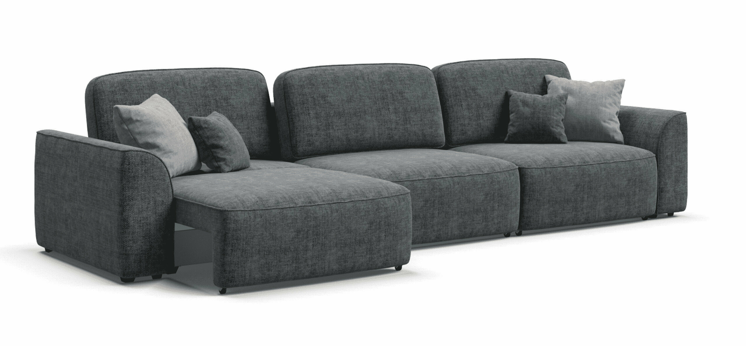 Уникальный диван-кровать KING MAX, с ящиками для хранения, еврокнижка, шенилл IQ серый, 350х115х84 см - фотография № 4