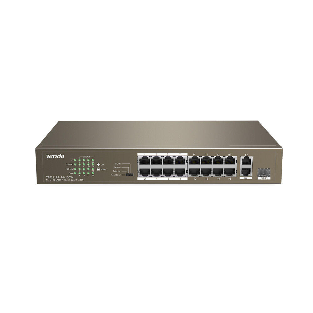 Коммутатор TENDA TEF1118P-16-150W 16PORT