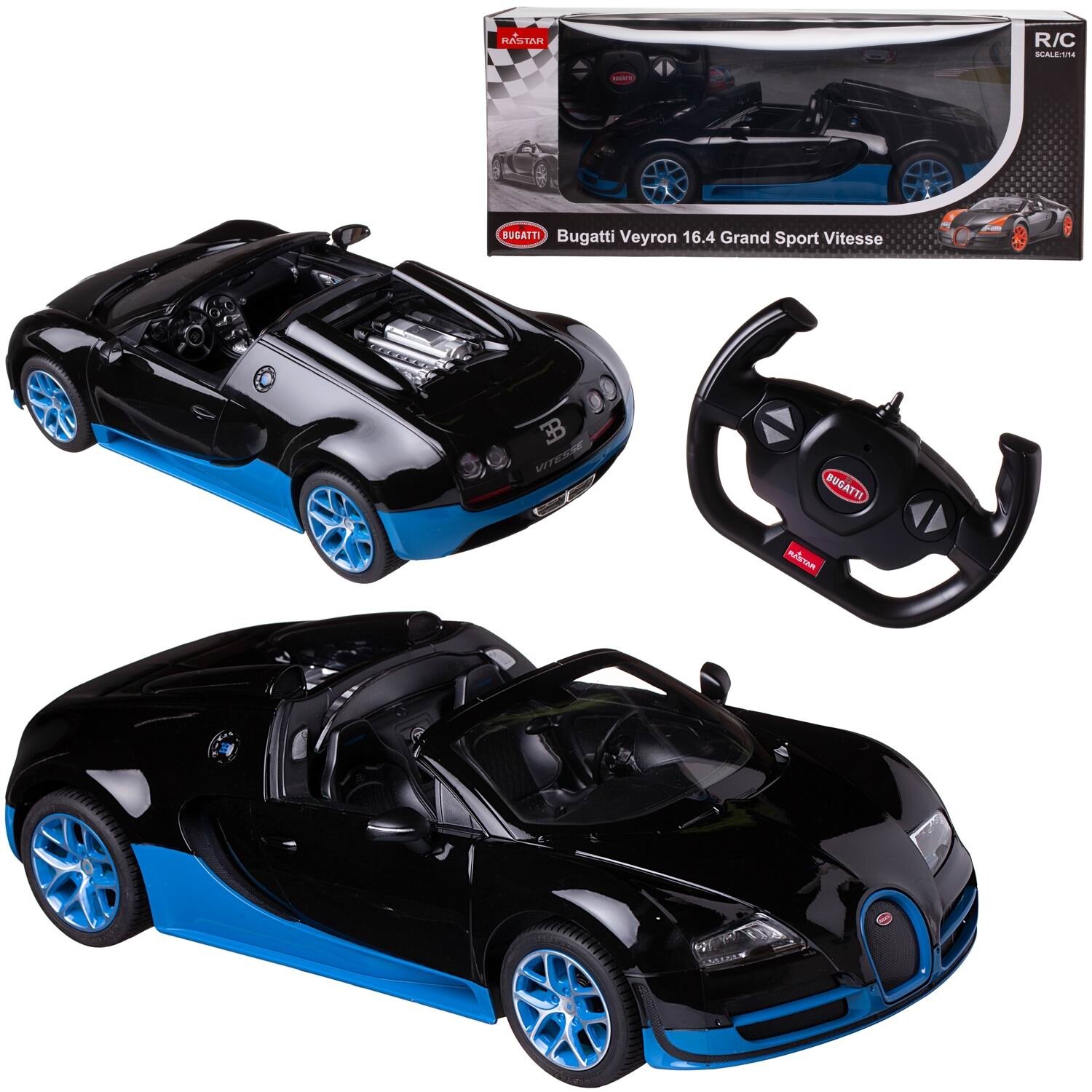 Машина р/у 1:14 Bugatti Grand Sport Vitesse (Special version) сине-черный цвет 2.4G - Rastar [70400E]