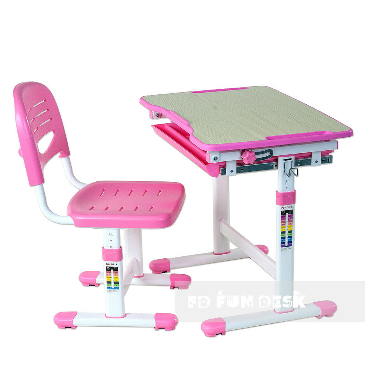 Растущая парта и стул FUN DESK Piccolino Розовый