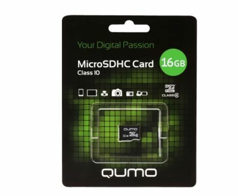 Карта памяти QUMO 21616 MicroSDHC 16GB - CLASS 10 - без адаптера, черный