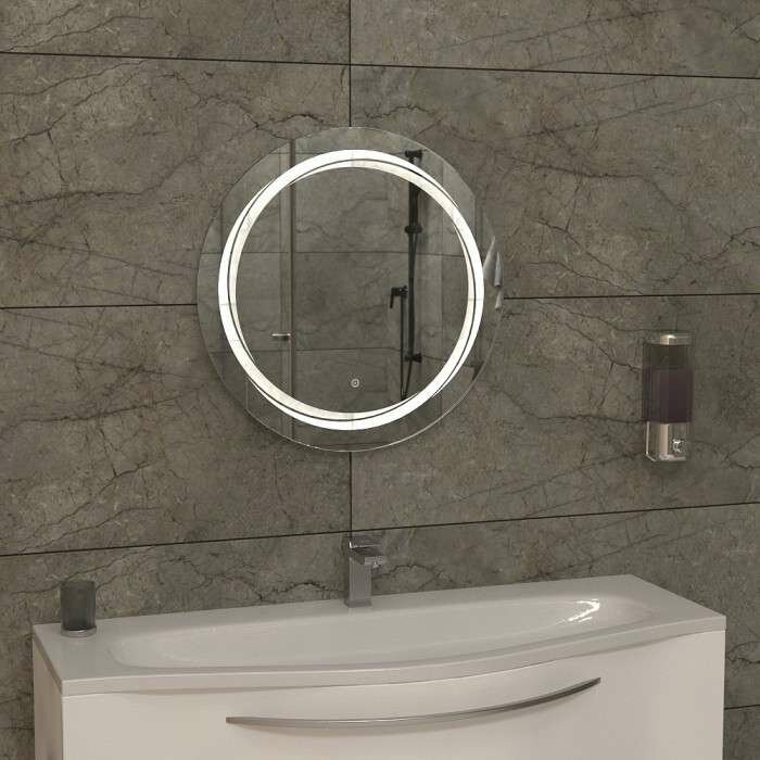 Зеркало для ванной комнаты 338ск с LED подсветкой 6000К 9,6 Вт/м круглое 60 см с сенсорным выключателем - фотография № 9