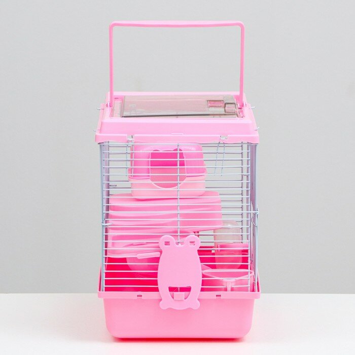 Клетка для грызунов Пижон, 27 х 21 х 27 см, розовая - фотография № 3