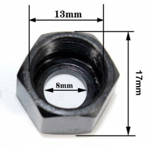 Гайка для цангового зажима кромочного фрезера под цангу 8мм резьба 13мм ключ 17 SINICA RNUT-8