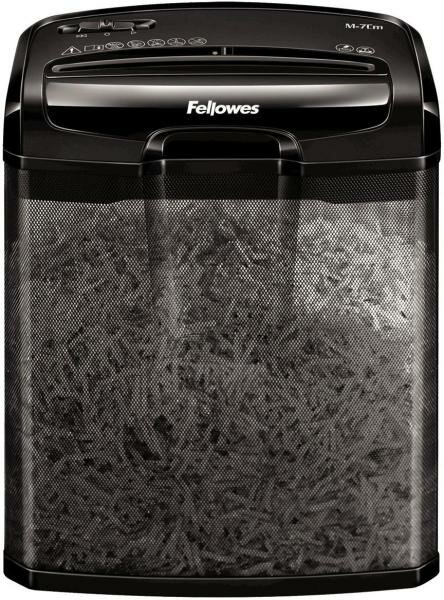 Шредер Fellowes Powershred® M-7Cm, DIN P-4, 4х35 мм, 7лст., 13лтр., сетчатая металл. корзина