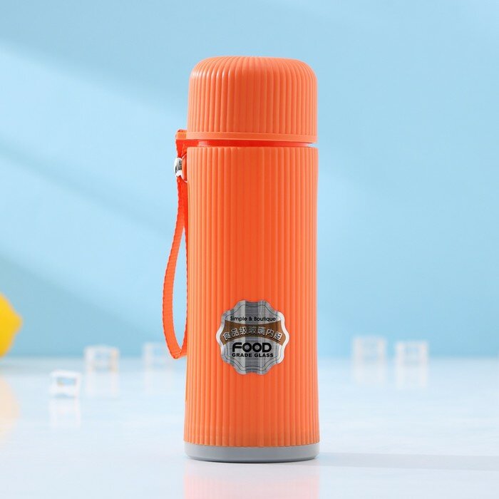 Бутылка для воды стеклянная «Успех», 500 мл, 7,2×21 см, цвет оранжевый - фотография № 8