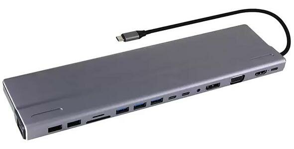 Адаптер TypeC -->3*USB3.0+2*USB2.0+VGA+RJ45+SD+TF+AUD+HDMI+DP+2*USB3.1 Data+PD