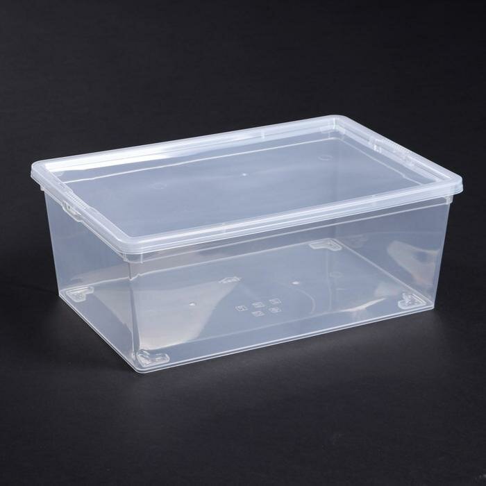 Ящик для хранения с крышкой, 10 л, 37×24×14 см, цвет прозрачный - фотография № 1
