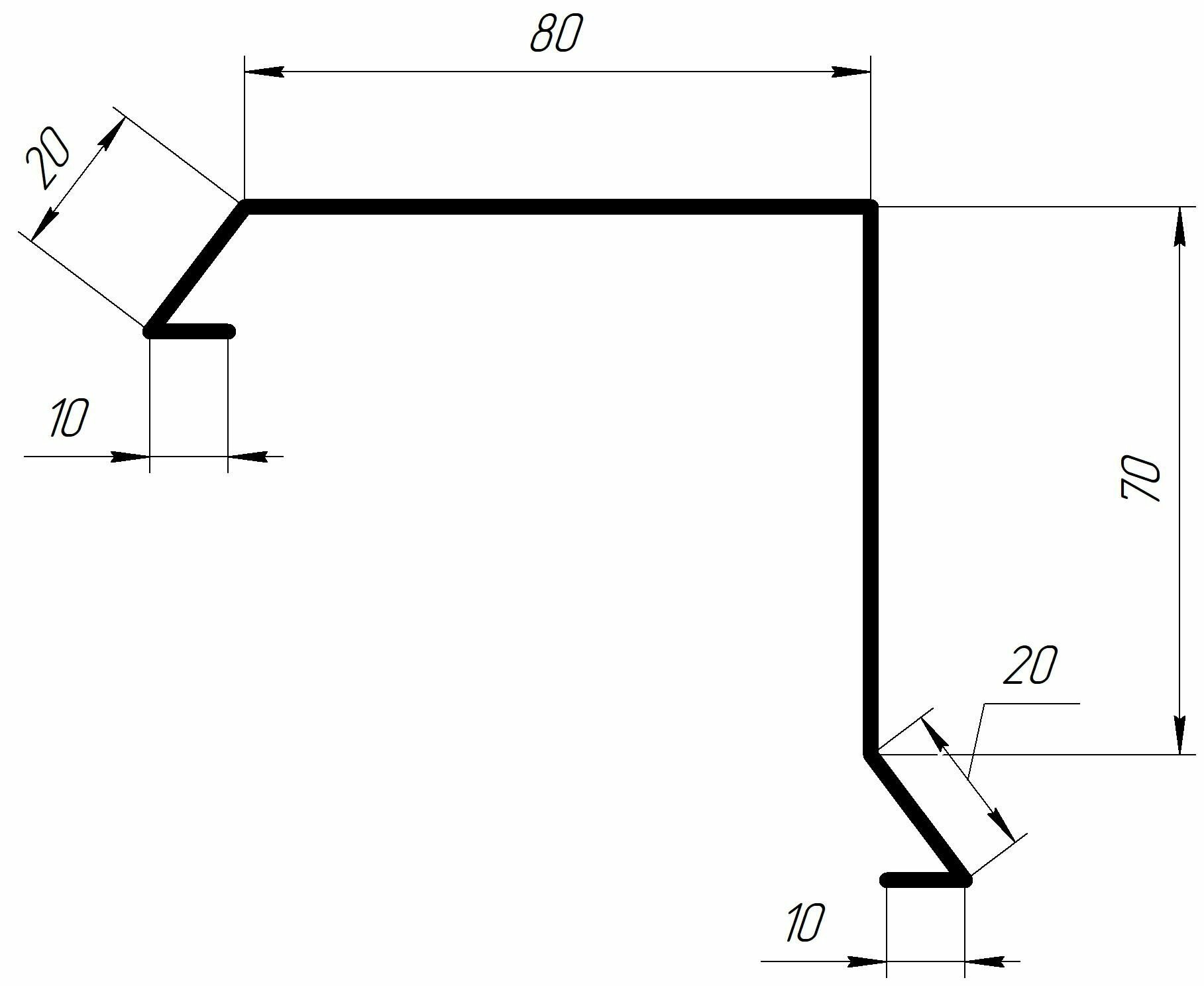 Капельная планка RAL-7024 2000мм 4 шт в упаковке - фотография № 4