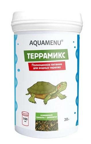 Террамикс Полноценный корм для водных черепах в виде плавающих гранул и гаммаруса 100 мл (2 шт)