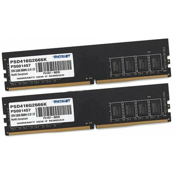 Оперативная память Patriot PSD416G2666K /8GB / PC4-21300 DDR4 UDIMM-2666MHz DIMM/в комплекте 2 модуля