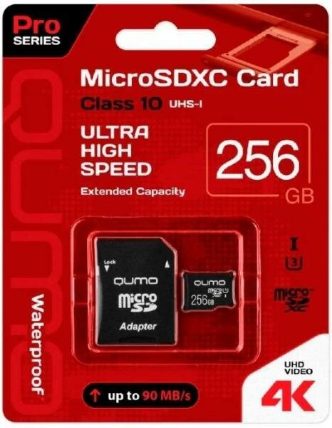 Карта памяти microSDXC 256Gb QUMO QM256GMICSDXC10U3