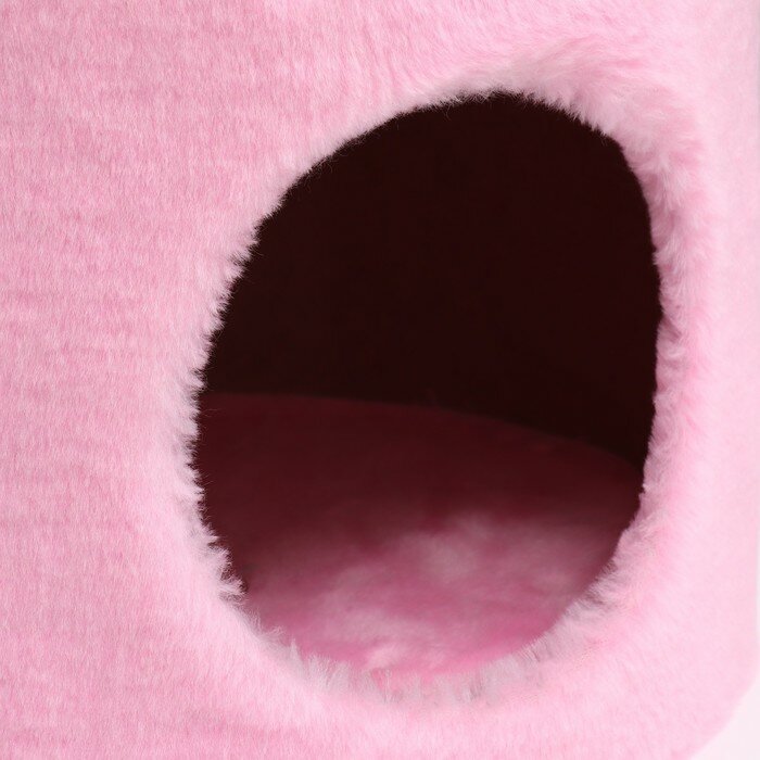 Дом-когтеточка с лежаком круглый, джут, 35 х 35 х 70 см, розовый - фотография № 6