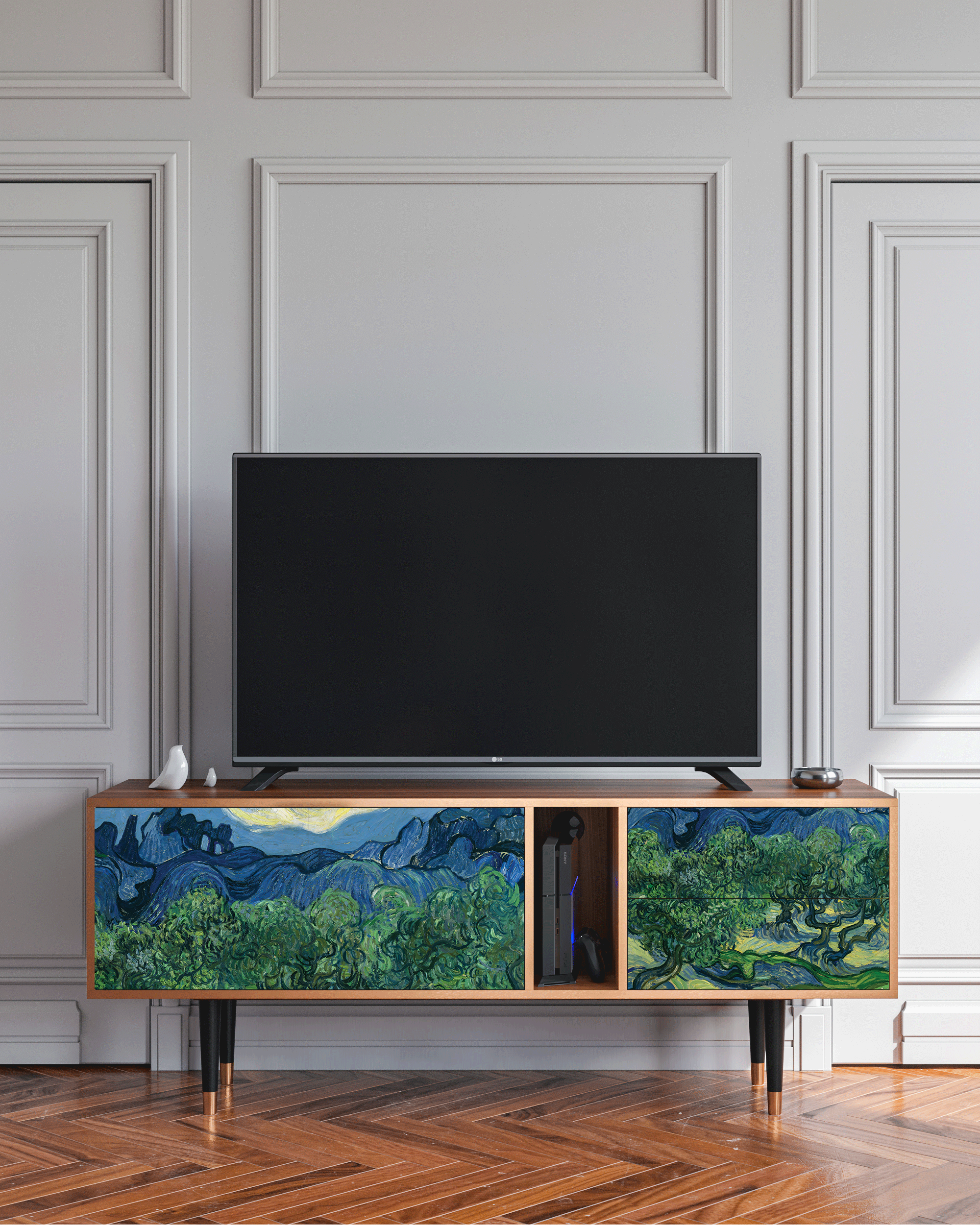ТВ-Тумба - STORYZ - T1 The Oil Trees by Van Gogh, 170 x 69 x 48 см, Орех - фотография № 1