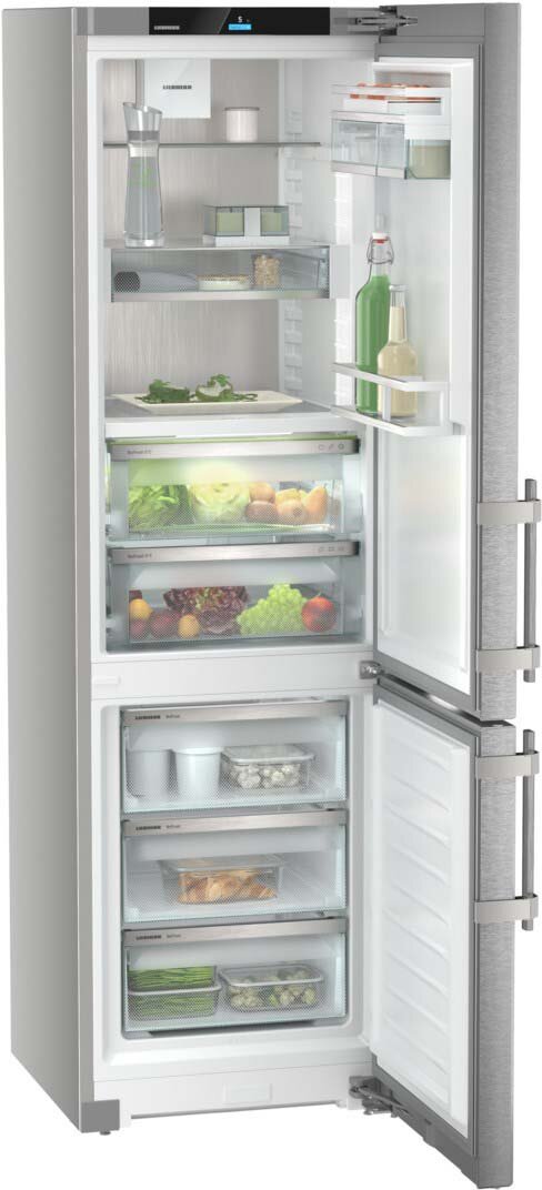 Liebherr Холодильник Liebherr/ Prime, BioFresh 2 контейнера, МК NoFrost, 3 контейнера МК, в. 201,5 см, ш. 60 см, класс ЭЭ A++, ручки с толкателями, двери из нерж. стали