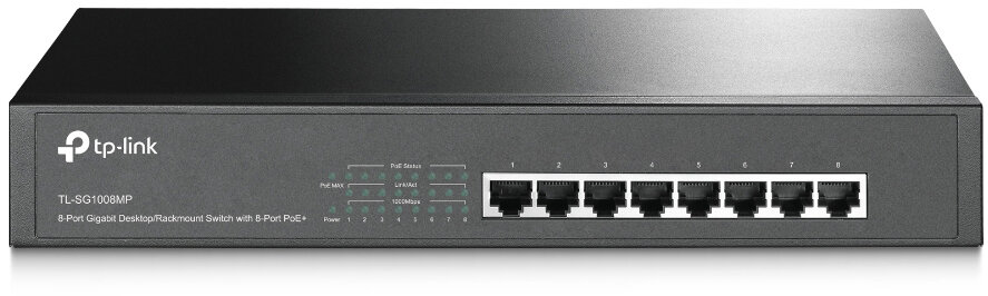 Коммутатор/ 8-Port Gigabit PoE+ Switch, 8 Gigabit RJ45 Ports, 802.3at/af, 126W PoE Power, 1U 13-inch Rack-mountable Steel Case