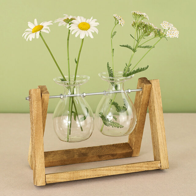 Edelman Маленькие вазы Адениум 22*17 см на деревянной подставке 2 шт стекло 1058222